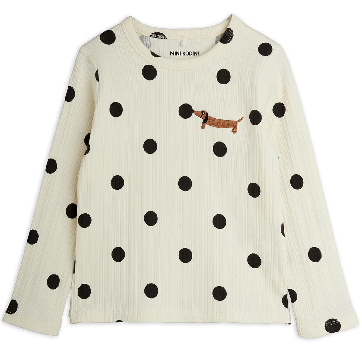 Dots Dog Long Sleeve T Shirt in Off White by Mini Rodini