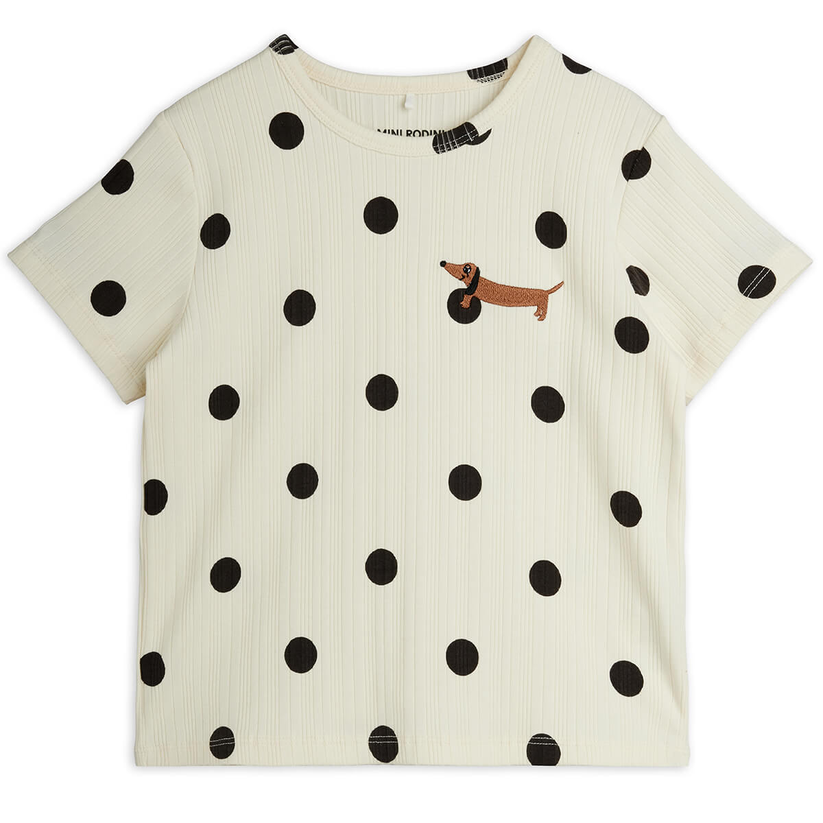 Dots Dog Tee in Off White by Mini Rodini
