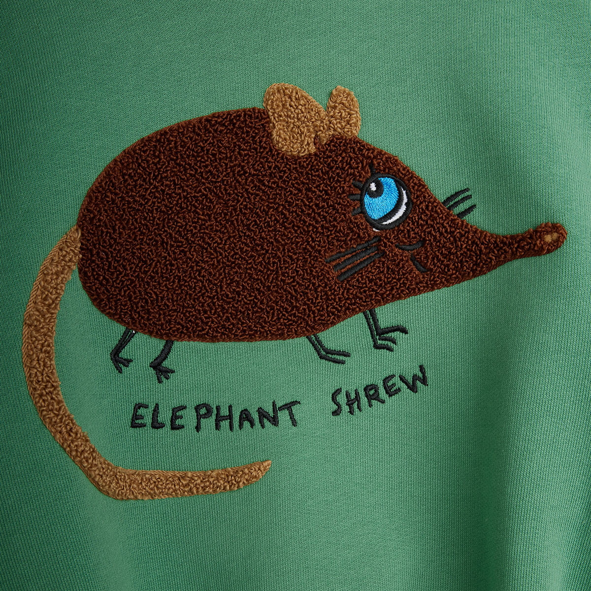Elephant Shrew Chenille Sweatshirt in Green by Mini Rodini
