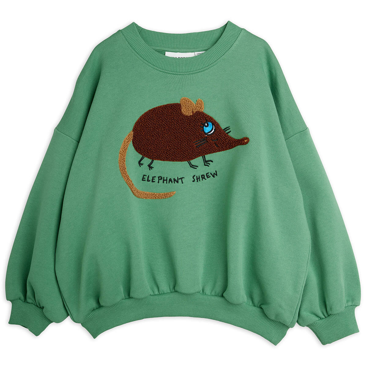 Elephant Shrew Chenille Sweatshirt in Green by Mini Rodini