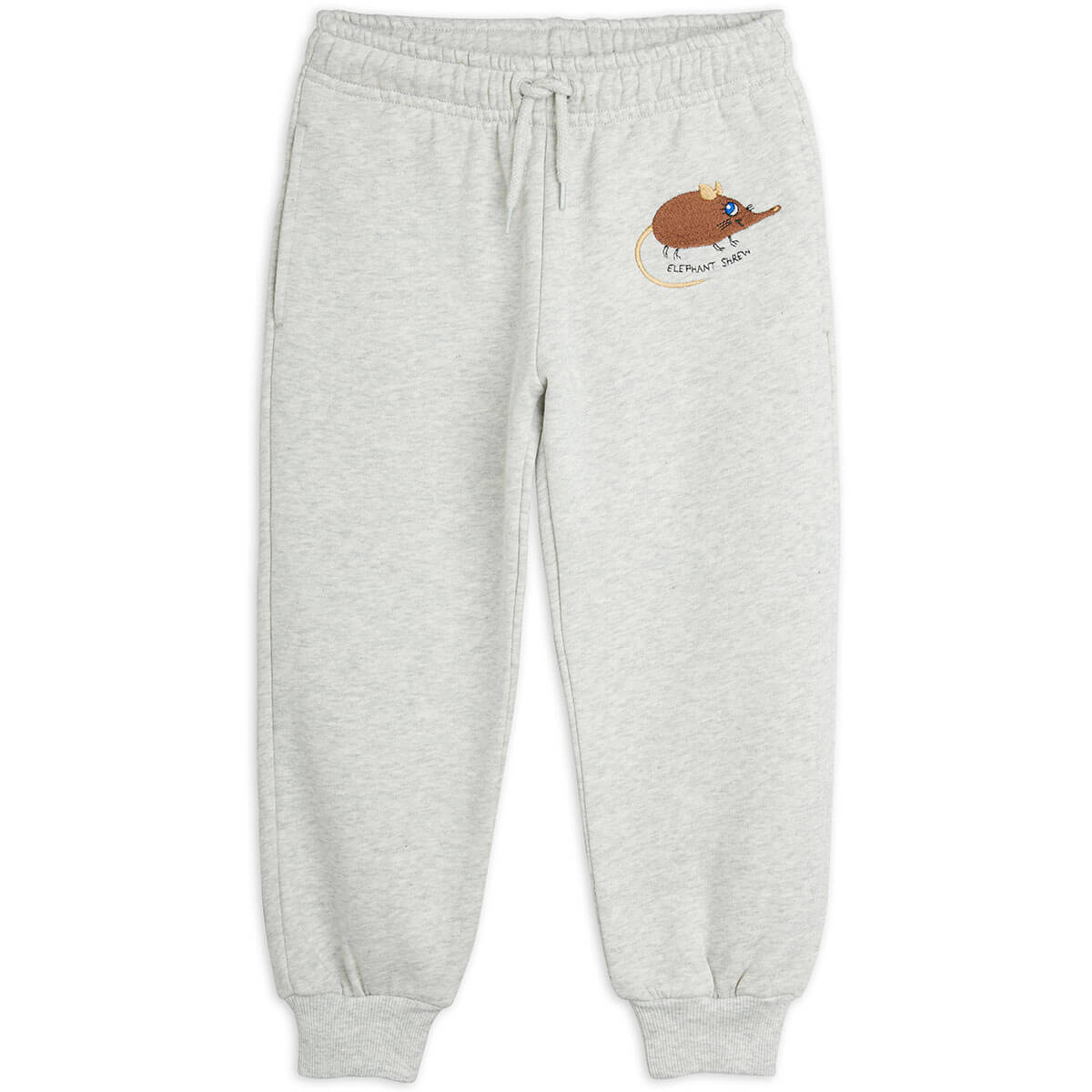 Elephant Shrew Embroidered Sweatpants in Grey Melange by Mini Rodini