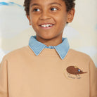 Elephant Shrew Embroidered Sweatshirt in Beige by Mini Rodini
