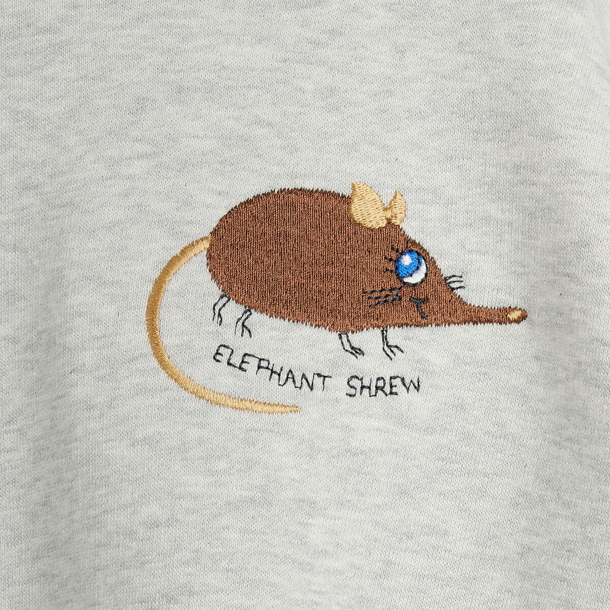 Elephant Shrew Embroidered Sweatshirt in Grey Melange by Mini Rodini