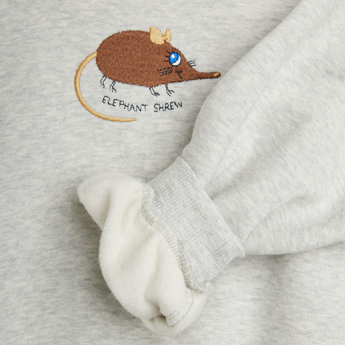 Elephant Shrew Embroidered Sweatshirt in Grey Melange by Mini Rodini