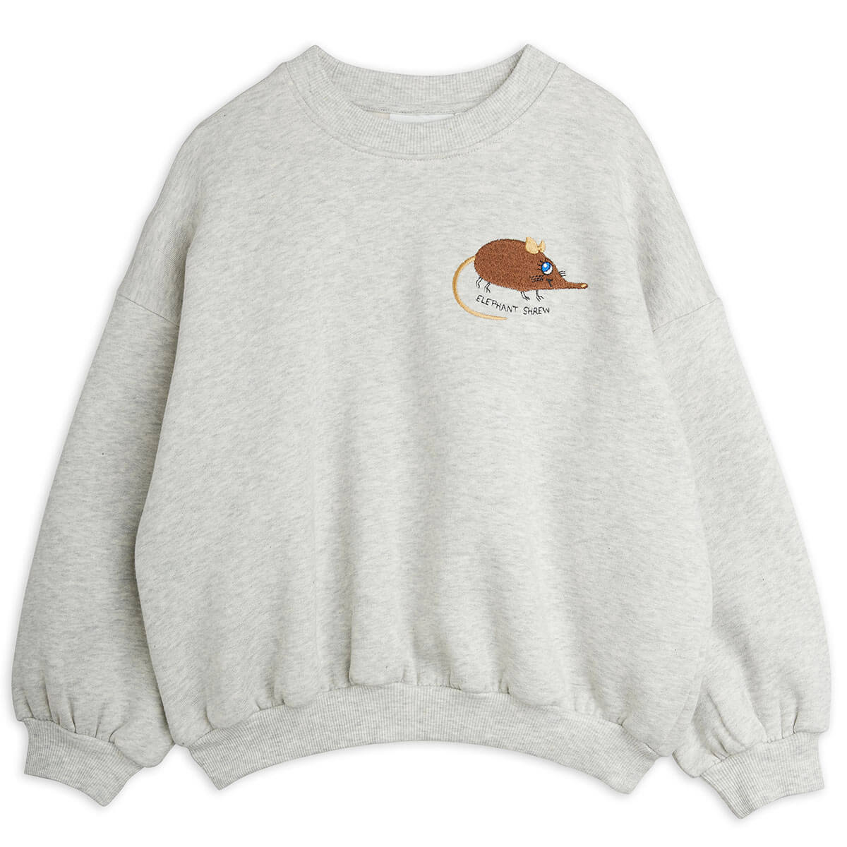 Elephant Shrew Embroidered Sweatshirt in Grey Melange by Mini Rodini