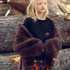Elephant Shrew Embroidered Tee in Black by Mini Rodini
