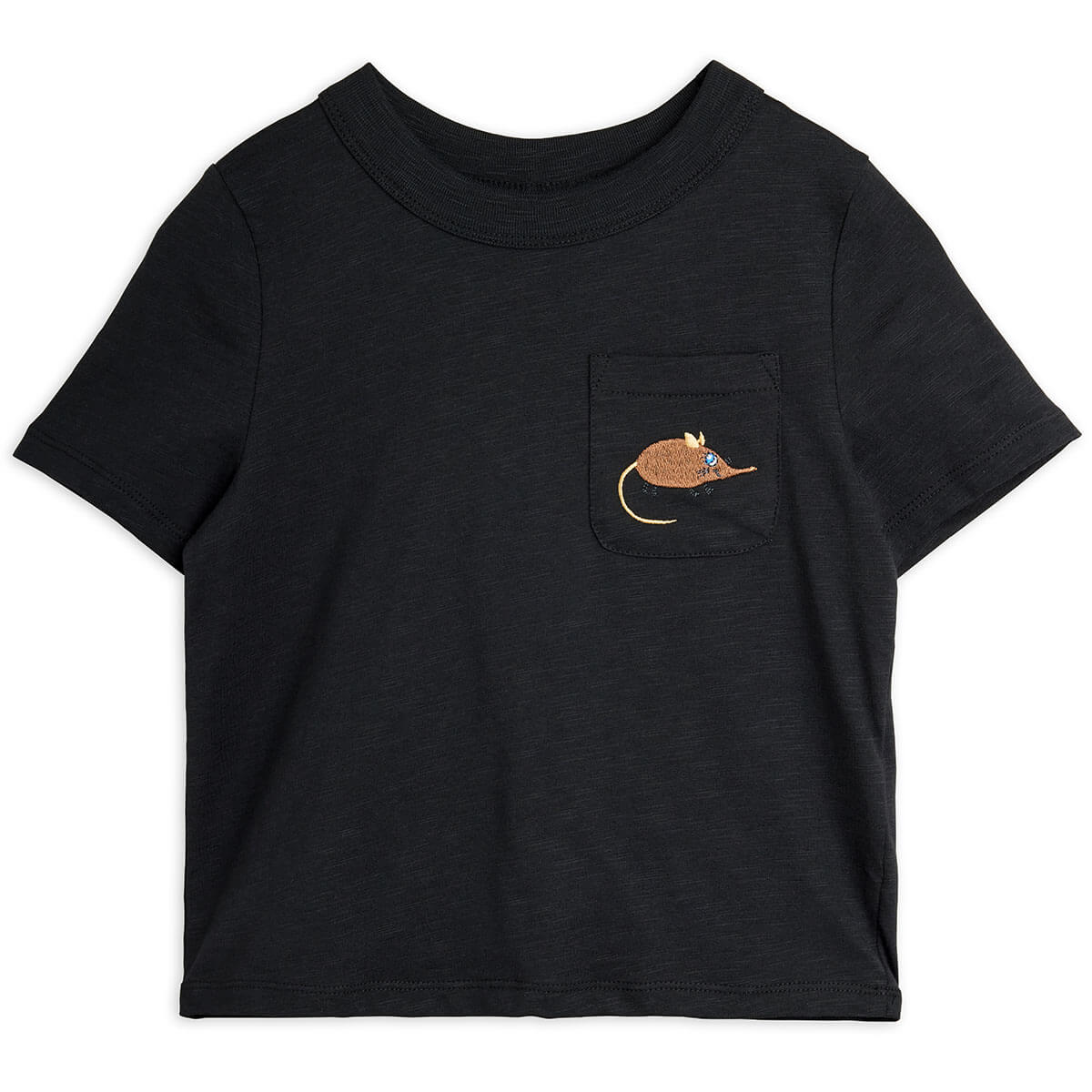 Elephant Shrew Embroidered Tee in Black by Mini Rodini