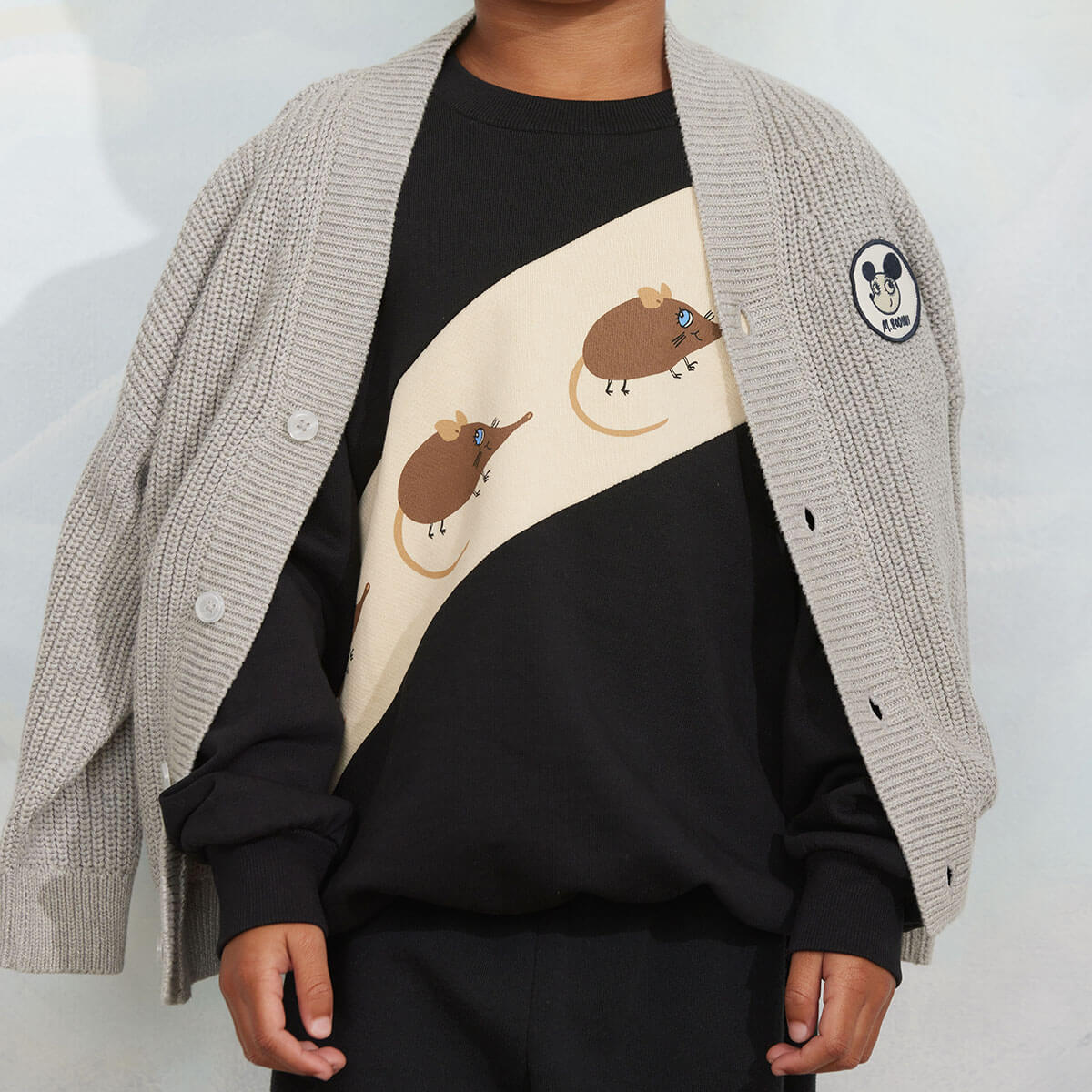 Elephant Shrew Panel Sweatshirt in Black by Mini Rodini