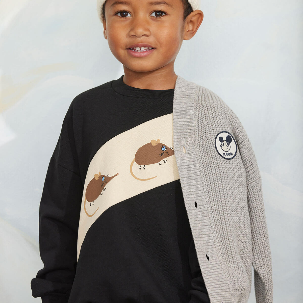 Elephant Shrew Panel Sweatshirt in Black by Mini Rodini