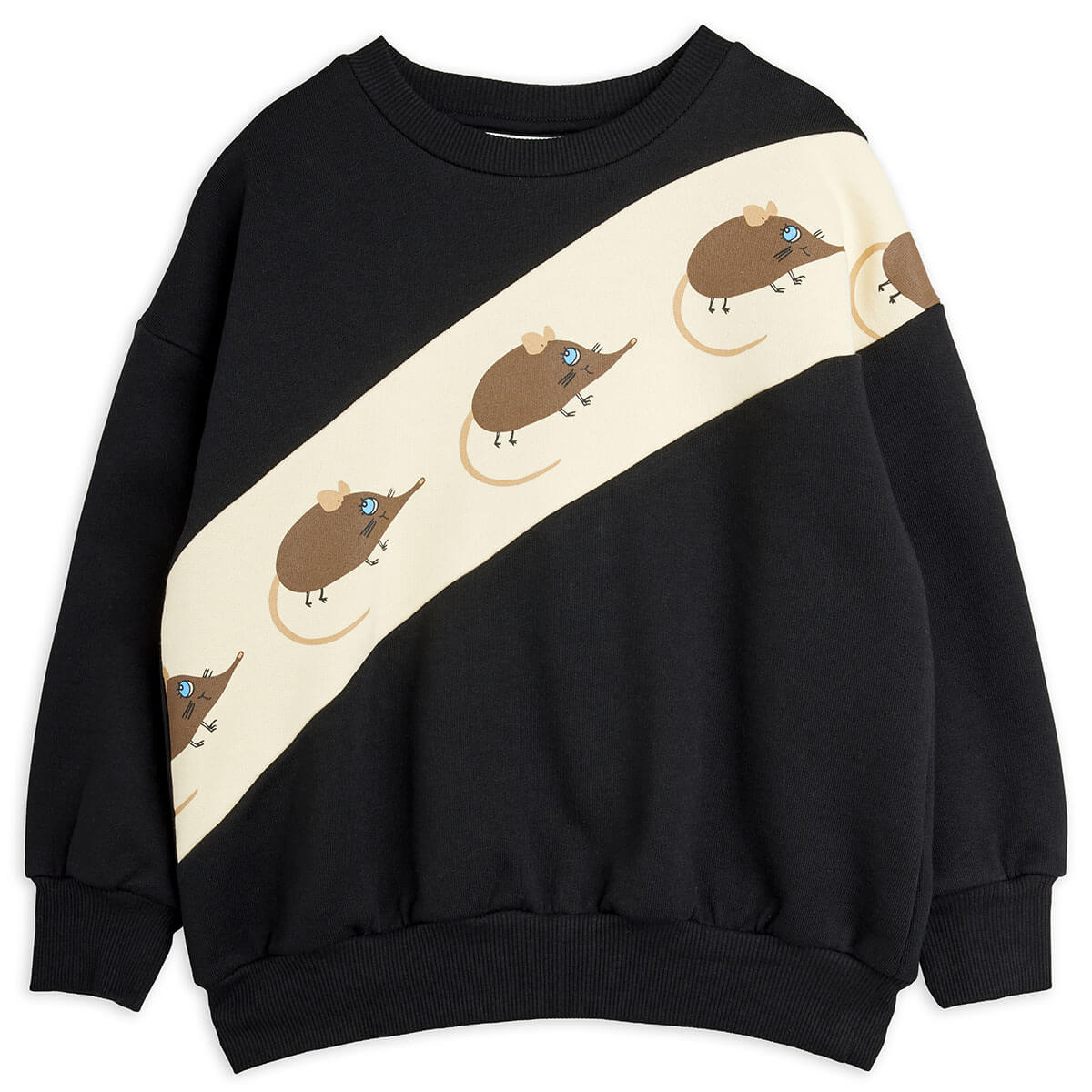 Elephant Shrew Panel Sweatshirt in Black by Mini Rodini
