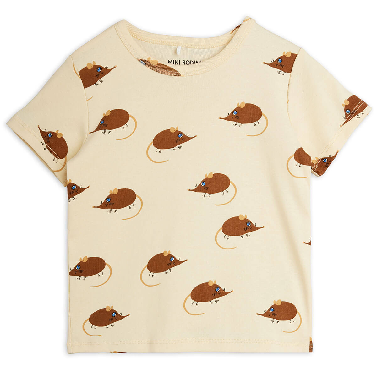 Elephant Shrew Tee in Beige by Mini Rodini
