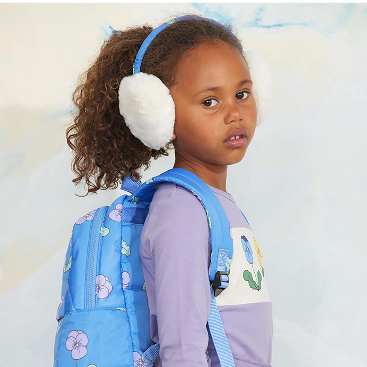 Faux Fur Earmuffs in Off White by Mini Rodini