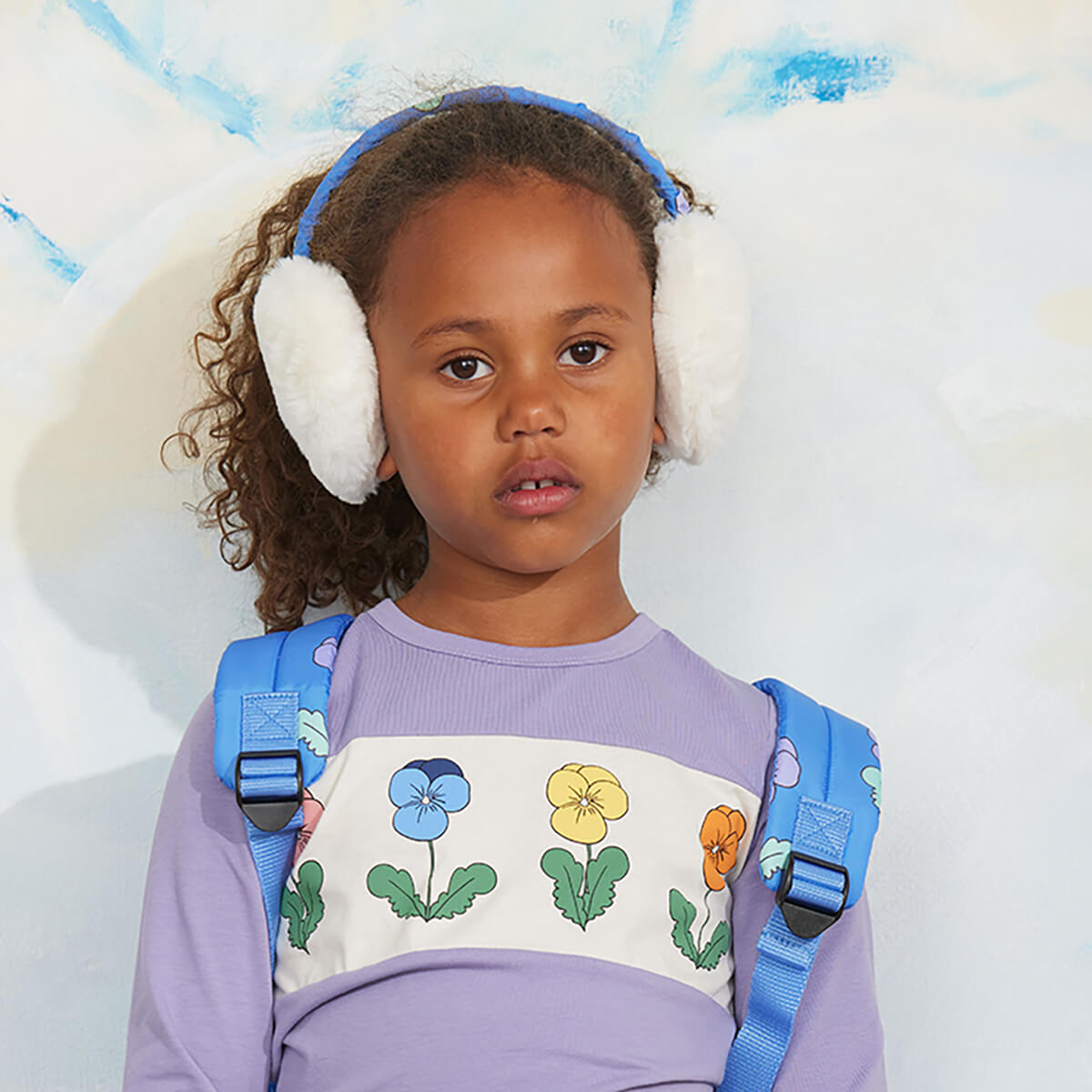 Faux Fur Earmuffs in Off White by Mini Rodini