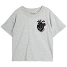 Heart Appliqué Tee in Grey Melange by Mini Rodini