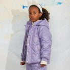 Heart Quilted Hooded Puffer Jacket in Purple by Mini Rodini