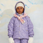 Heart Quilted Hooded Puffer Jacket in Purple by Mini Rodini