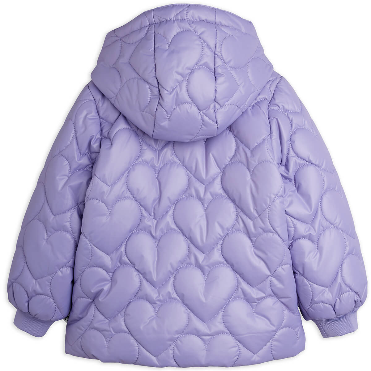 Heart Quilted Hooded Puffer Jacket in Purple by Mini Rodini