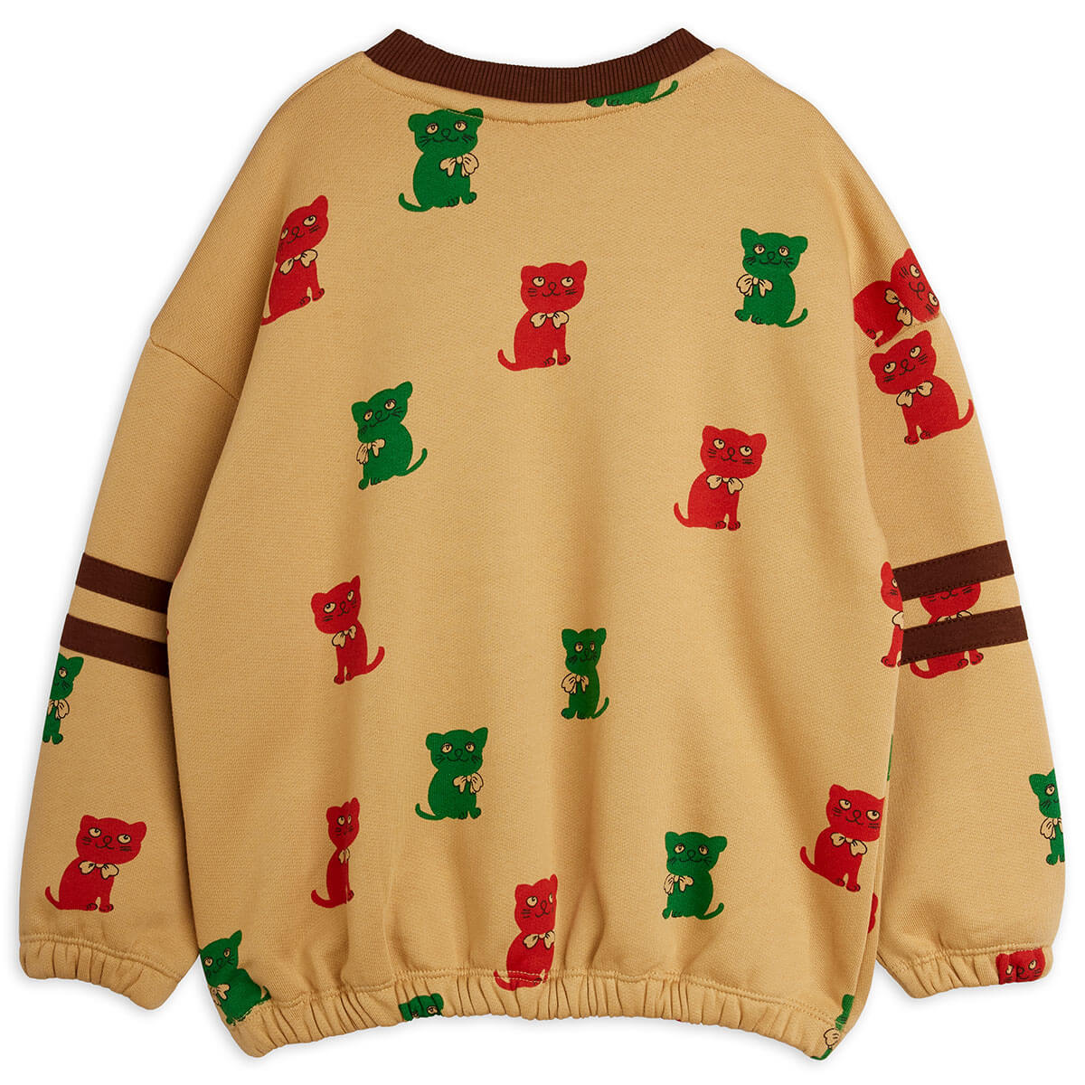 Kittens Stripes Sweatshirt in Beige by Mini Rodini
