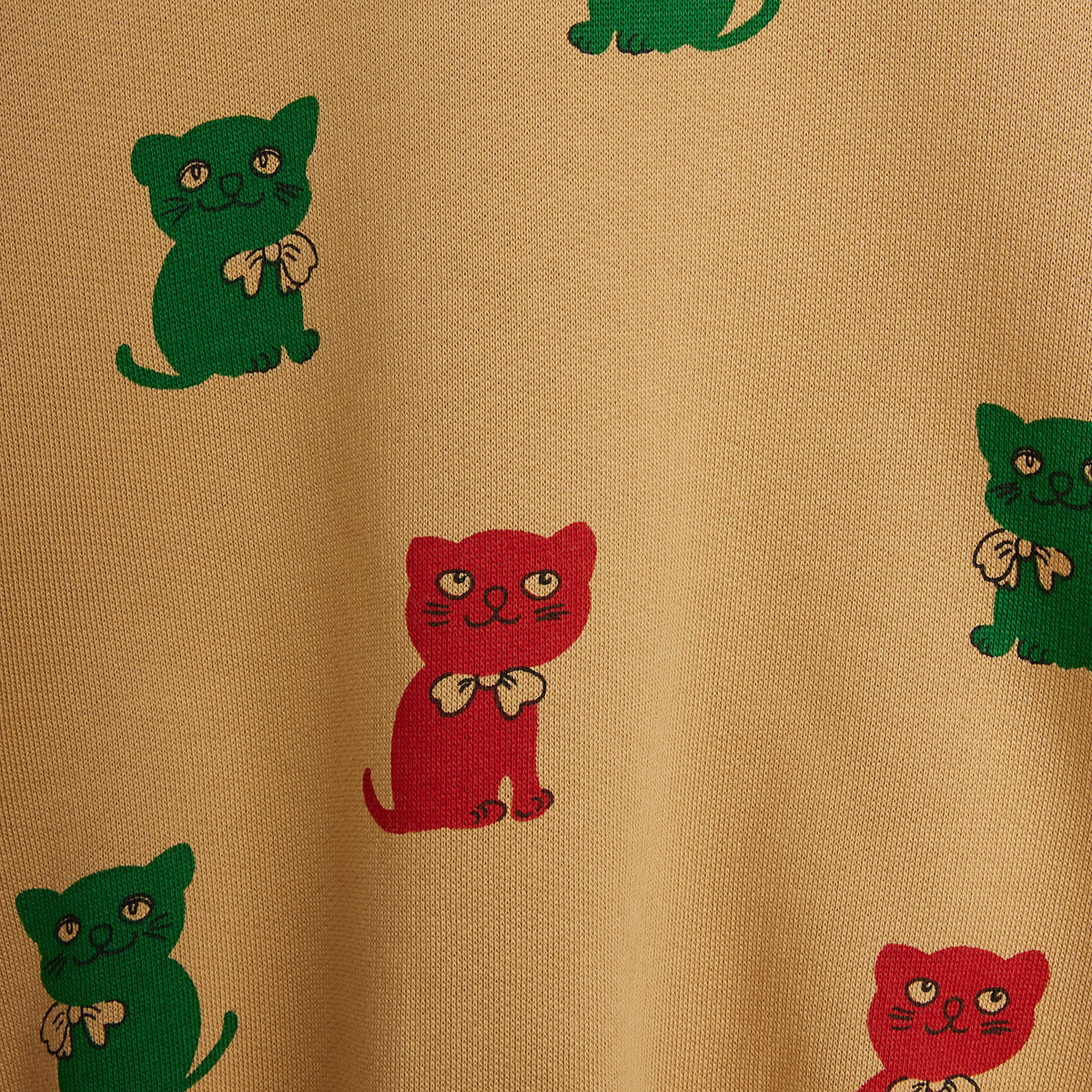 Kittens Stripes Sweatshirt in Beige by Mini Rodini
