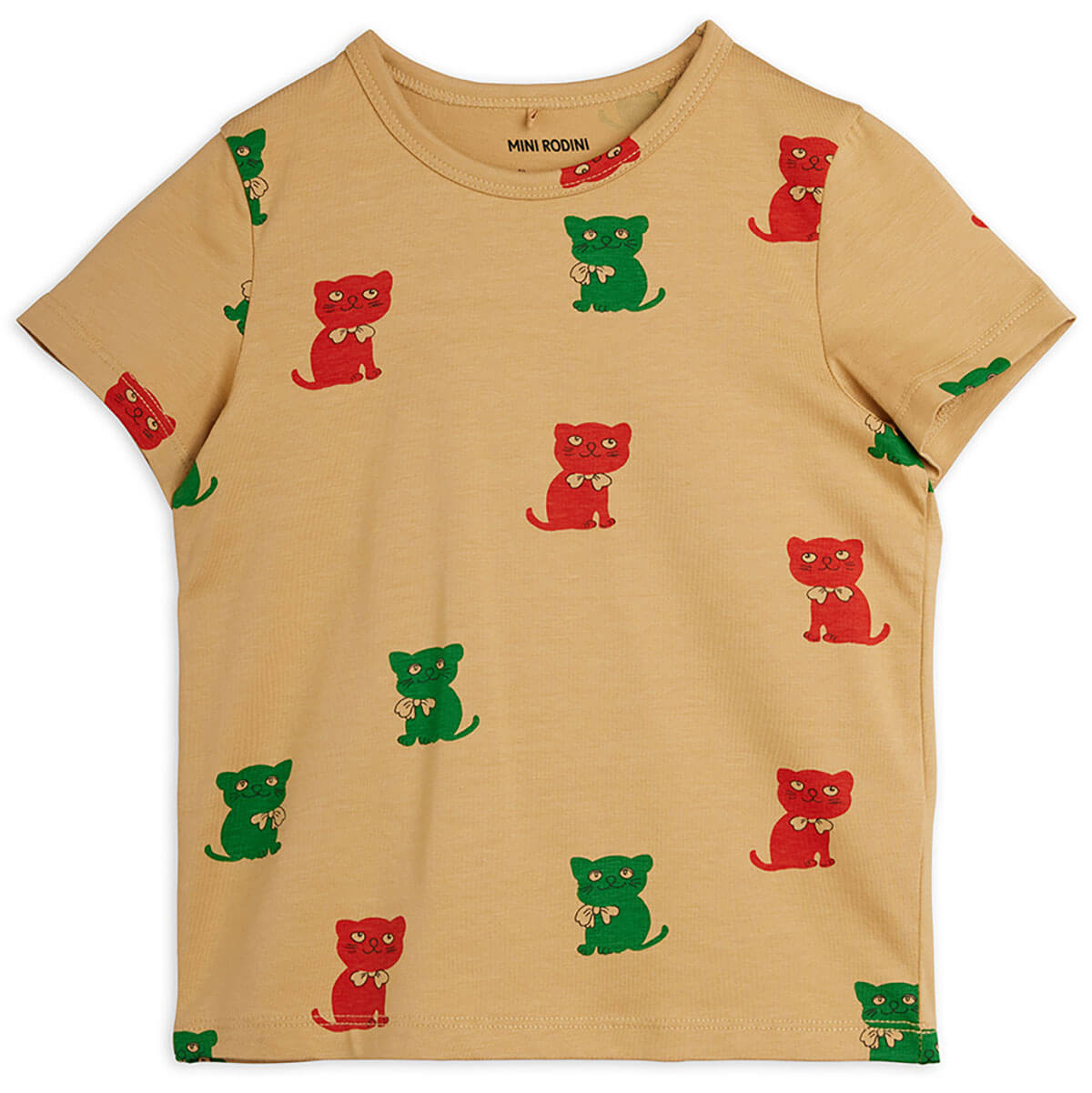 Kittens Tee in Beige by Mini Rodini