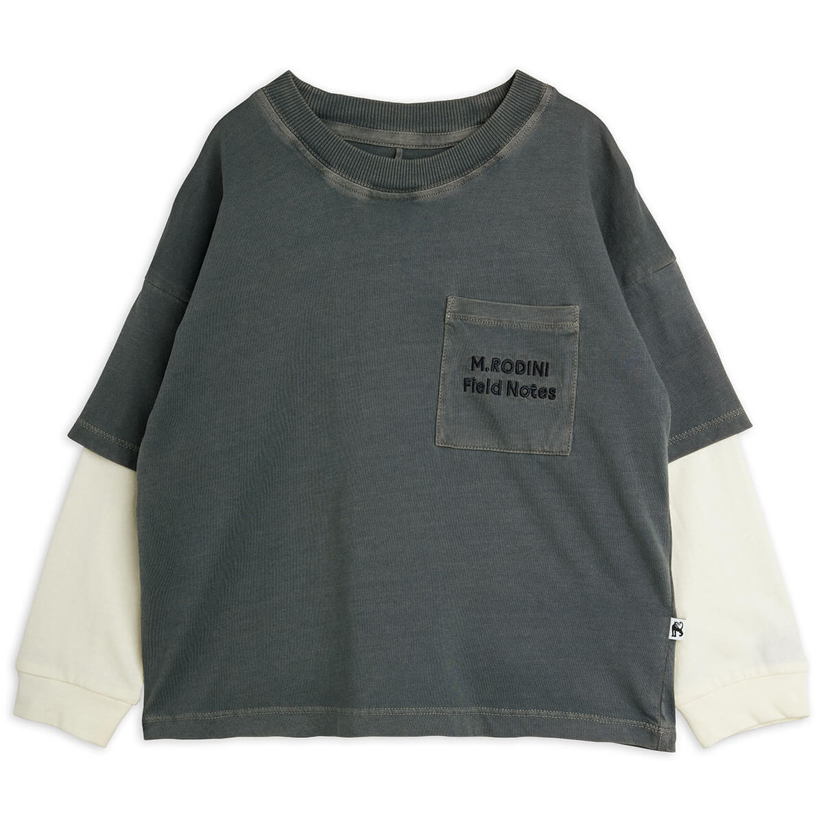 M.Rodini Field Notes Long Sleeve Tee in Grey by Mini Rodini