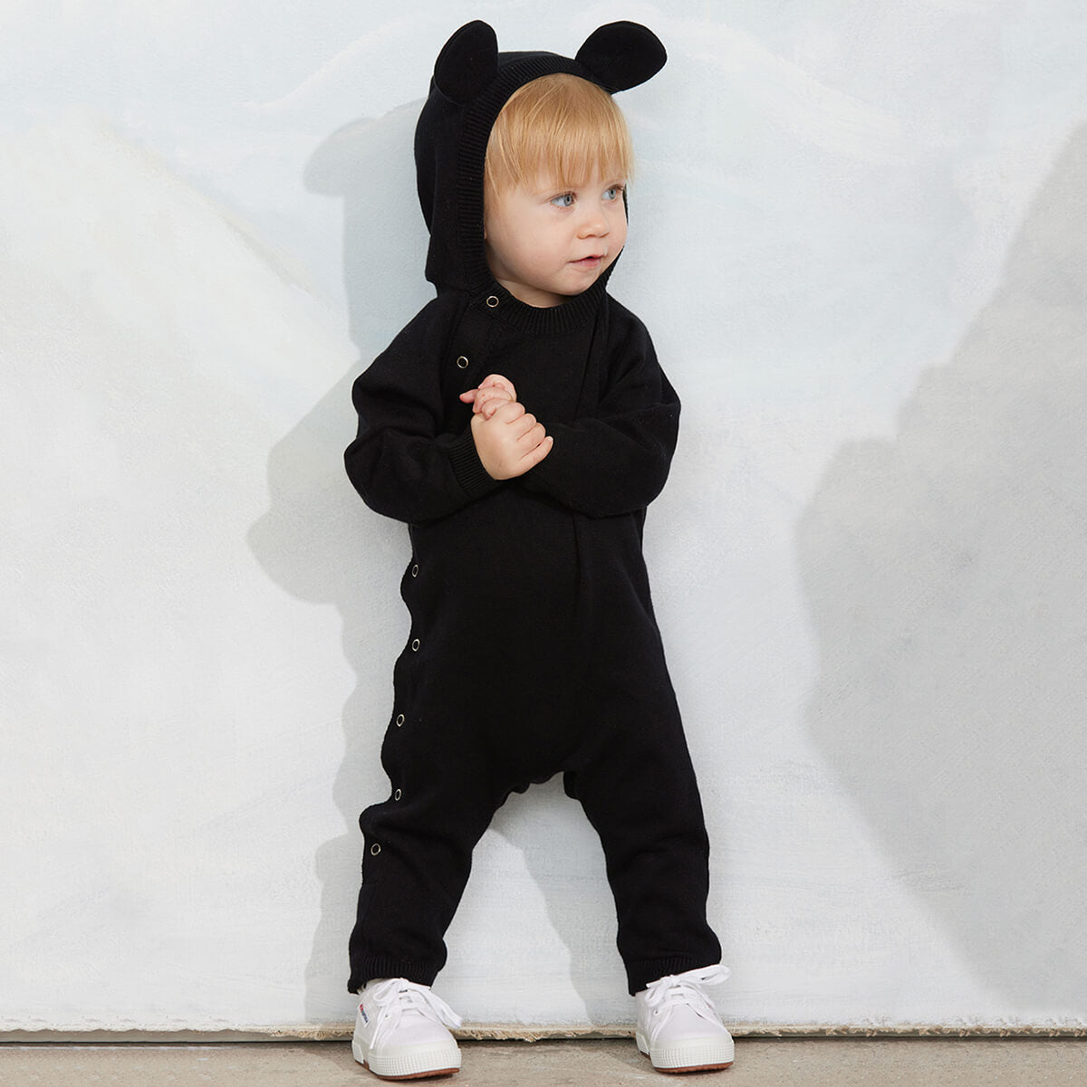 Mouse Ear Baby Jumpsuit in Black by Mini Rodini