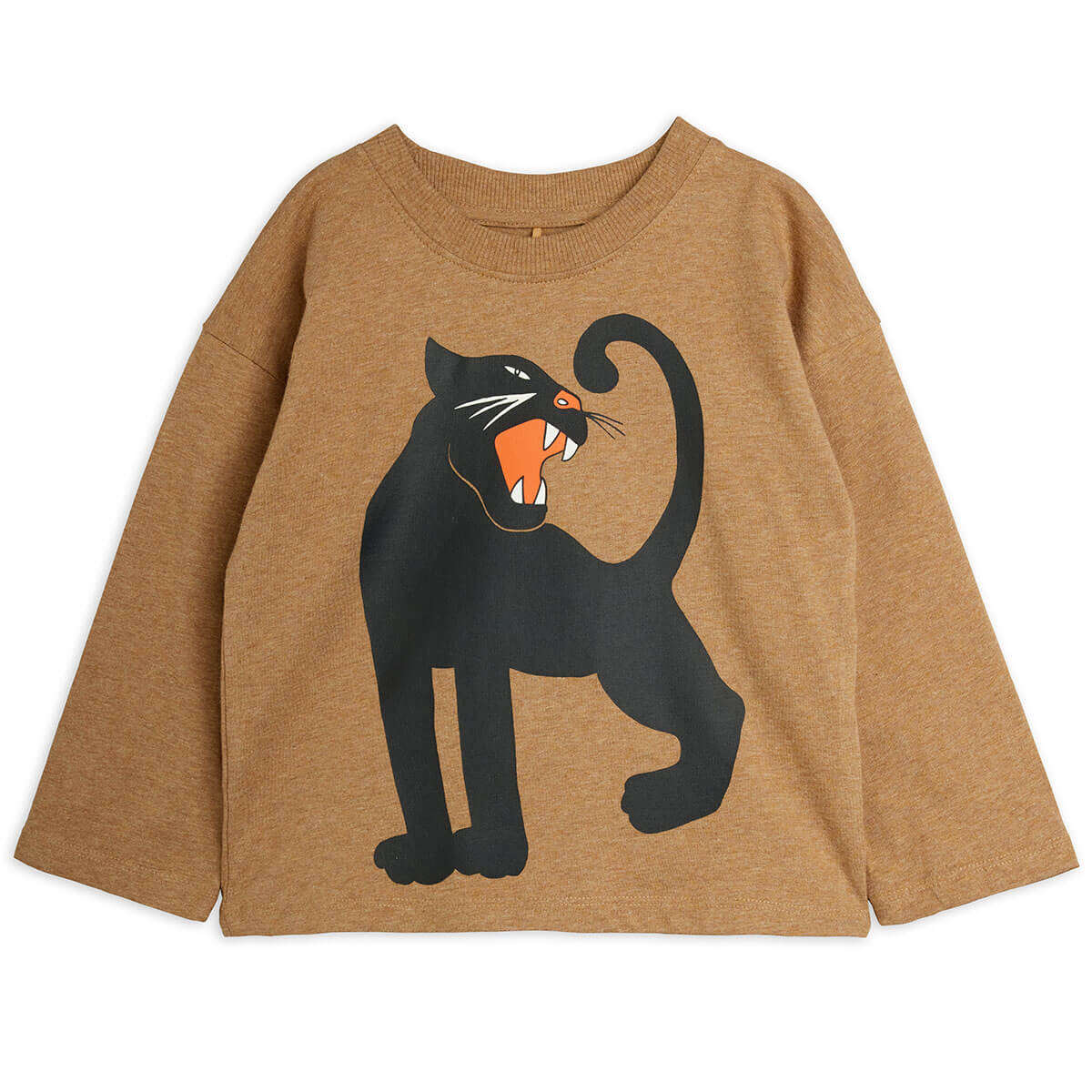 Panther Melange Long Sleeve Tee in Brown by Mini Rodini