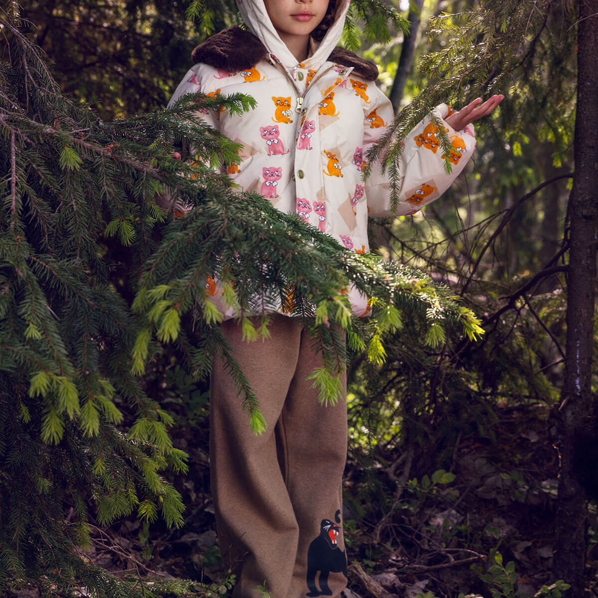 Panther Melange Sweatpants in Brown by Mini Rodini