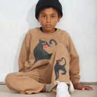 Panther Melange Sweatpants in Brown by Mini Rodini