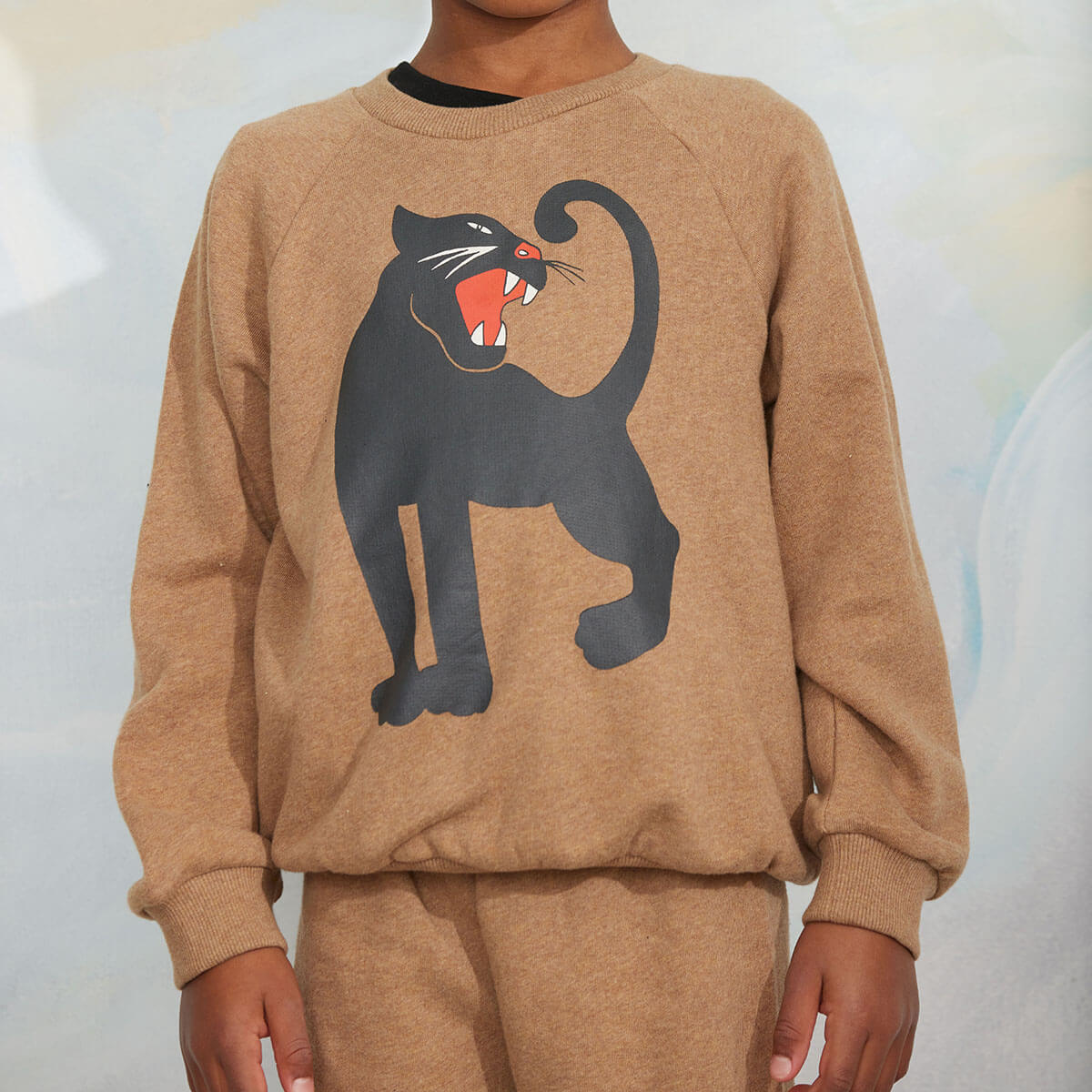 Panther Melange Sweatshirt in Brown by Mini Rodini