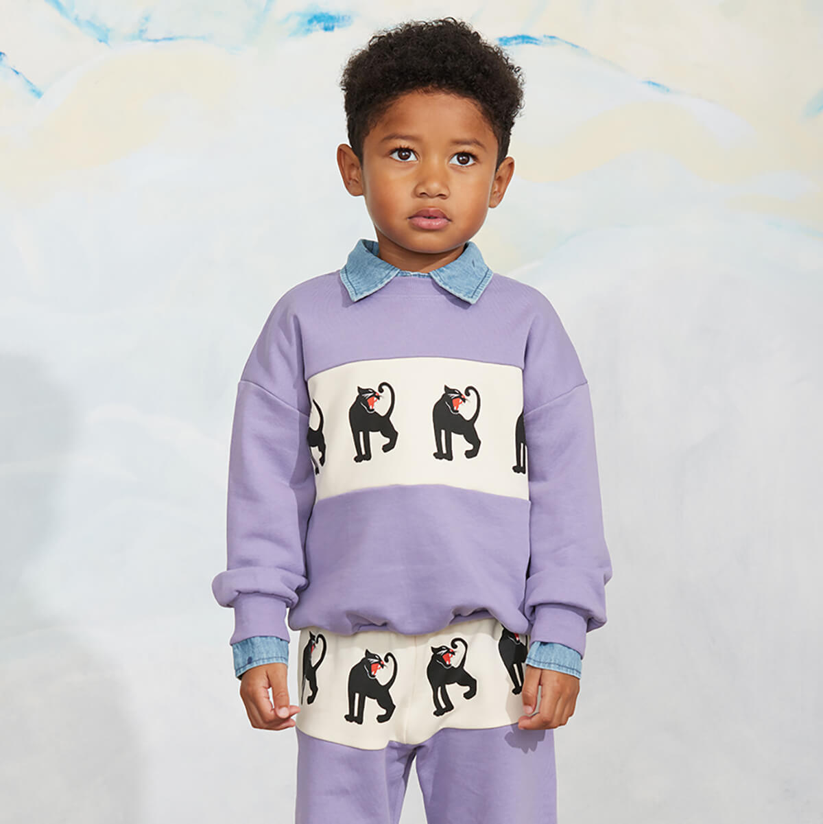 Panther Panel Sweatshirt in Purple by Mini Rodini