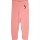 Penguin Embroidered Fleece Trousers in Pink by Mini Rodini