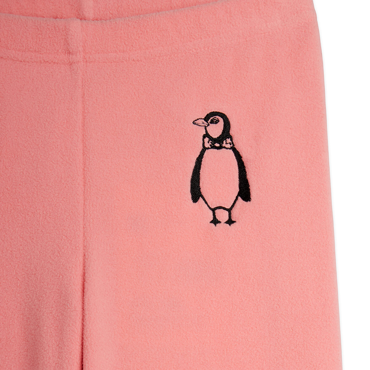 Penguin Embroidered Fleece Trousers in Pink by Mini Rodini