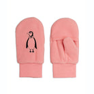 Penguin Embroidered Mittens in Pink by Mini Rodini