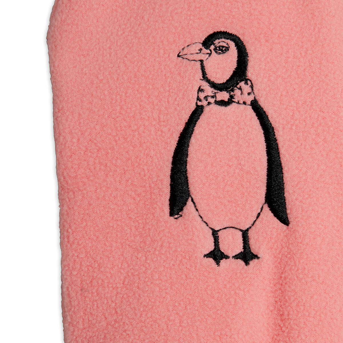 Penguin Embroidered Mittens in Pink by Mini Rodini