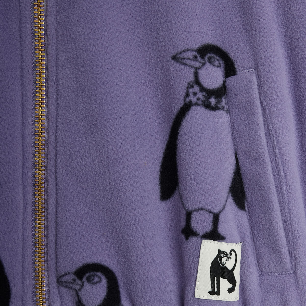 Penguin Fleece Jacket in Purple by Mini Rodini