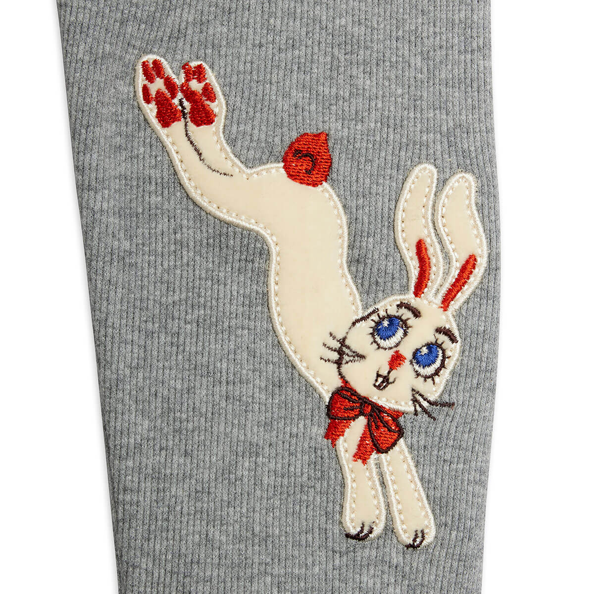 Rabbit Appliqué Leggings in Grey Melange by Mini Rodini