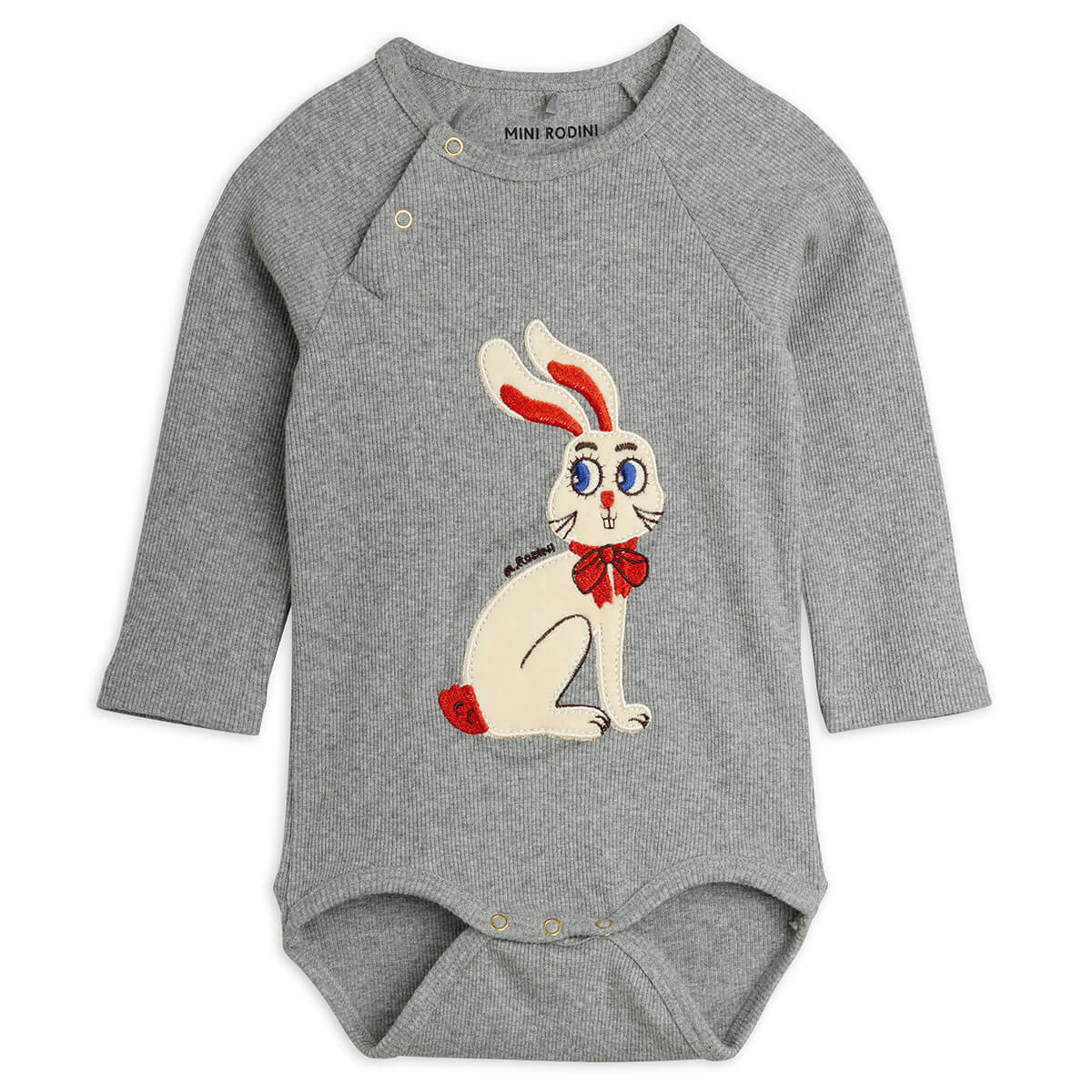 Rabbit Appliqué Long Sleeve Baby Body by Mini Rodini