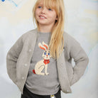 Rabbit Appliqué Long Sleeve Tee in Grey Melange by Mini Rodini