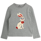 Rabbit Appliqué Long Sleeve Tee in Grey Melange by Mini Rodini