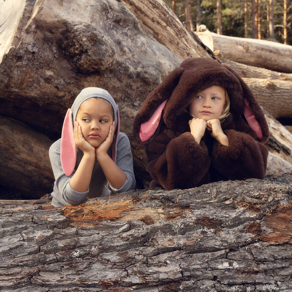 Rabbit Ear Dress in Grey Melange by Mini Rodini