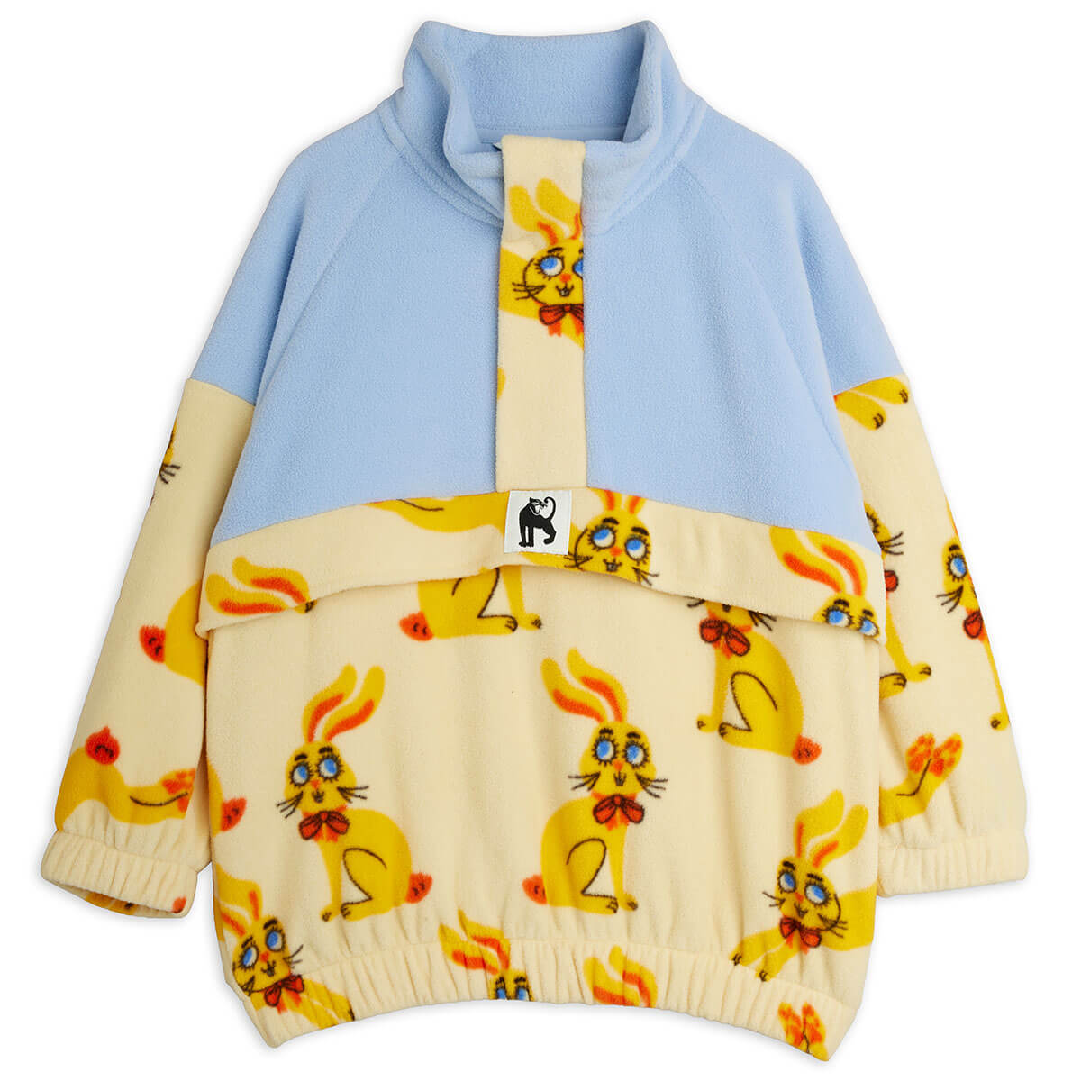 Rabbits Fleece Half Zip Sweatshirt in Yellow by Mini Rodini