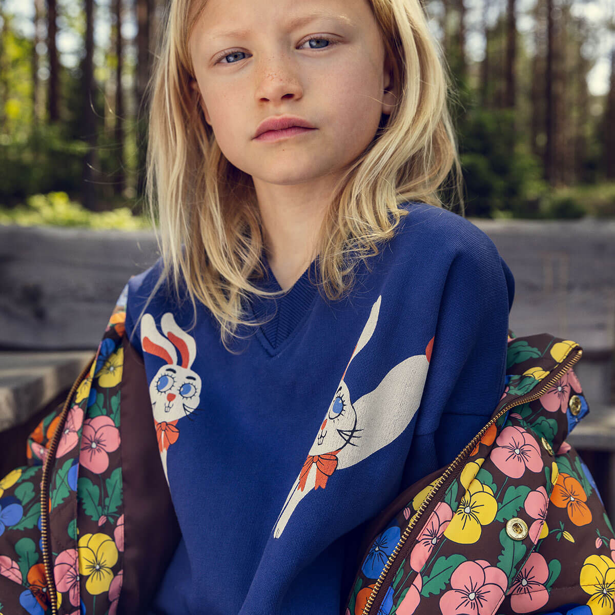 Rabbits Sweatshirt in Blue by Mini Rodini