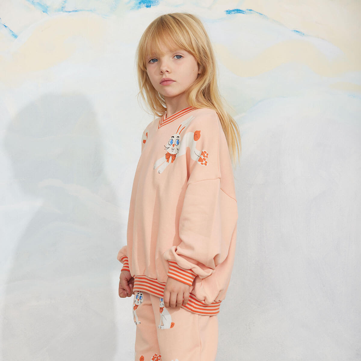 Rabbits Sweatshirt in Pink by Mini Rodini