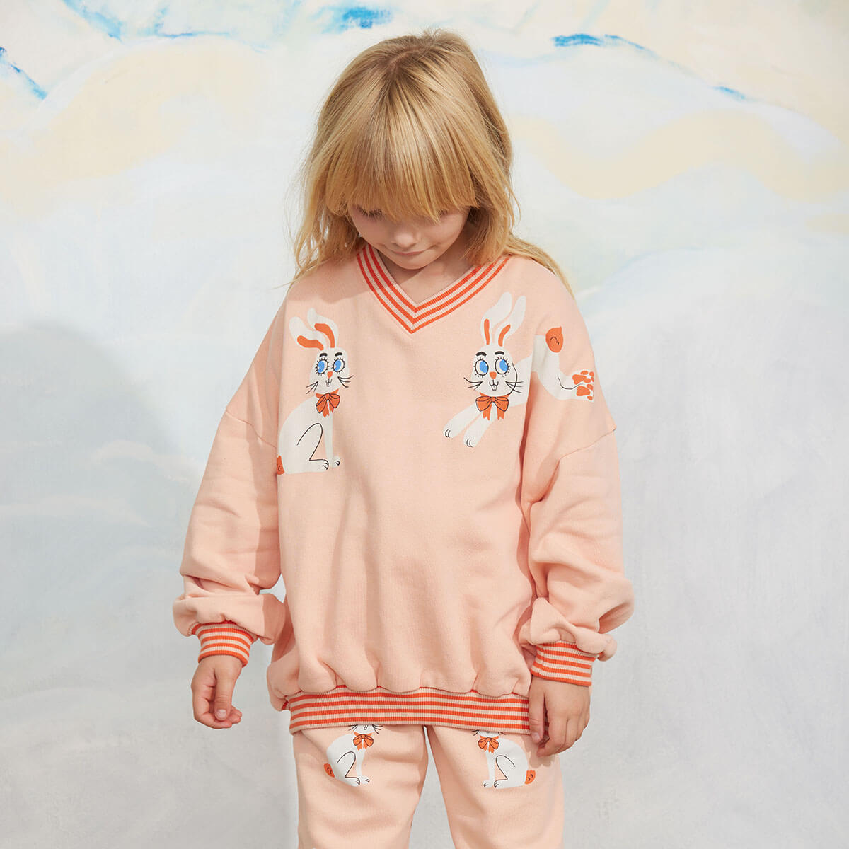 Rabbits Sweatshirt in Pink by Mini Rodini