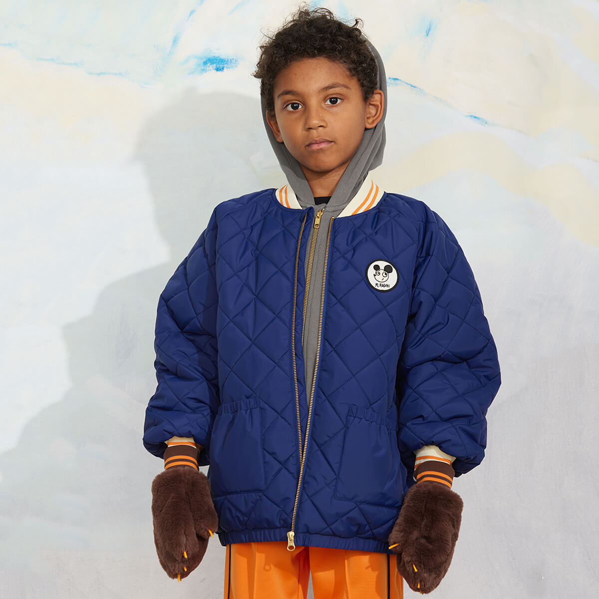 Ritzratz Patch Quilted Puffer Jacket in Blue by Mini Rodini
