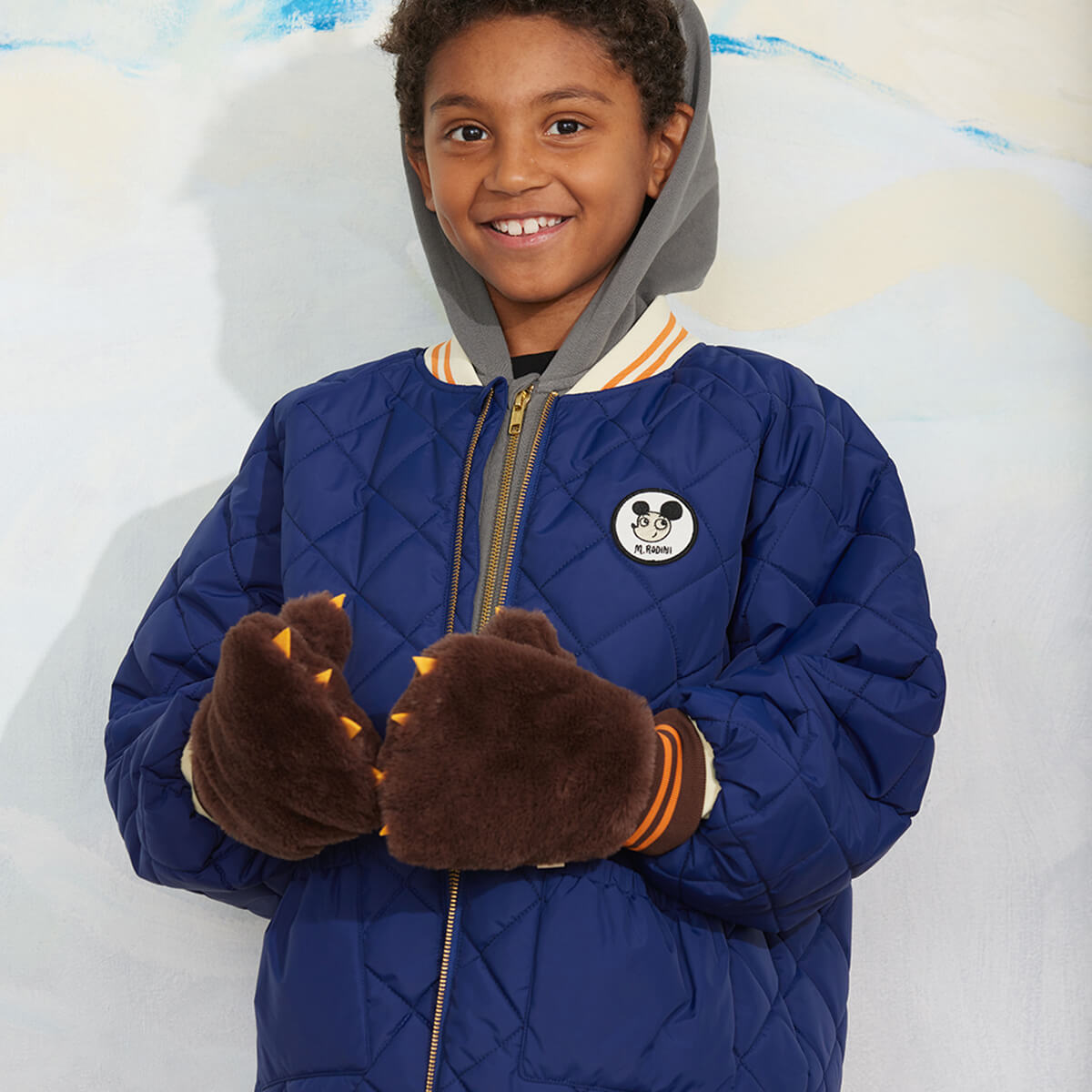 Ritzratz Patch Quilted Puffer Jacket in Blue by Mini Rodini