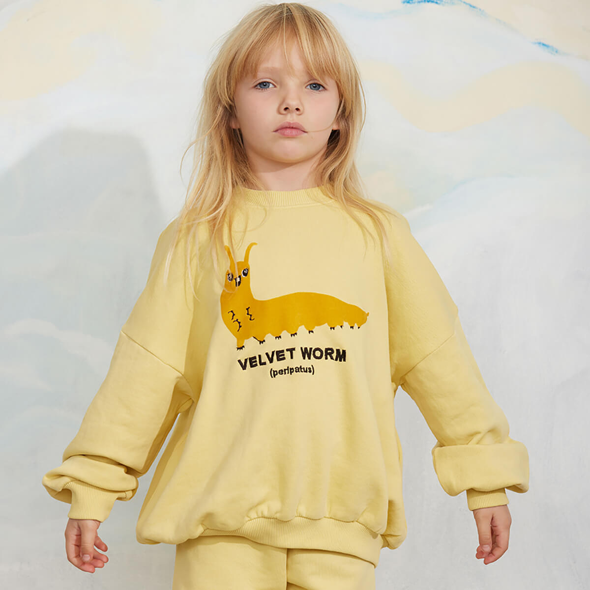 Velvet Worm Sweatshirt in Yellow by Mini Rodini