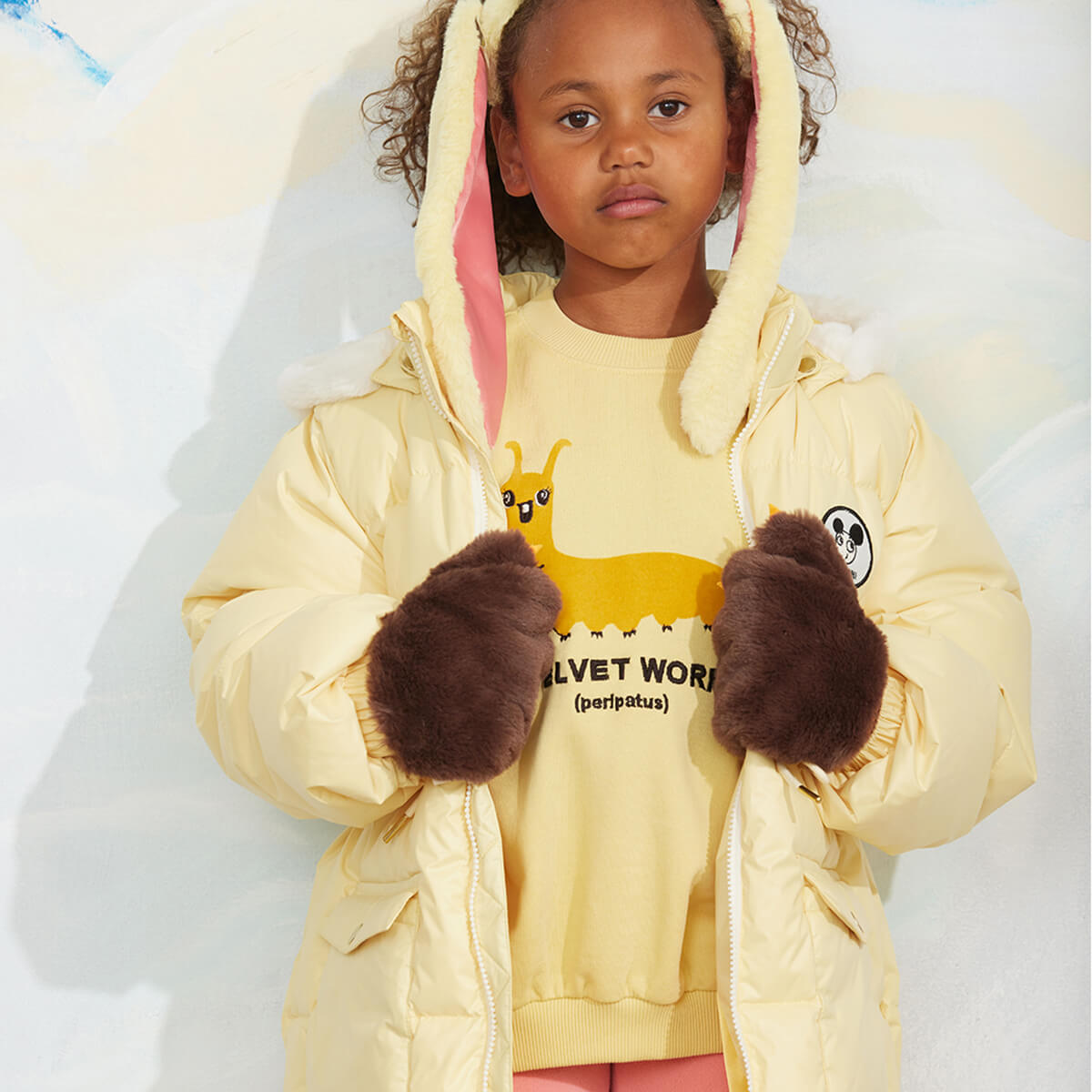 Velvet Worm Sweatshirt in Yellow by Mini Rodini