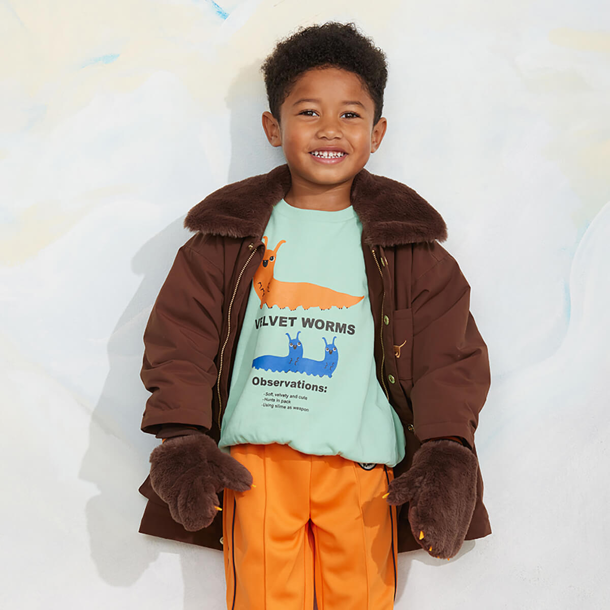 Velvet Worm Observations Sweatshirt in Green by Mini Rodini